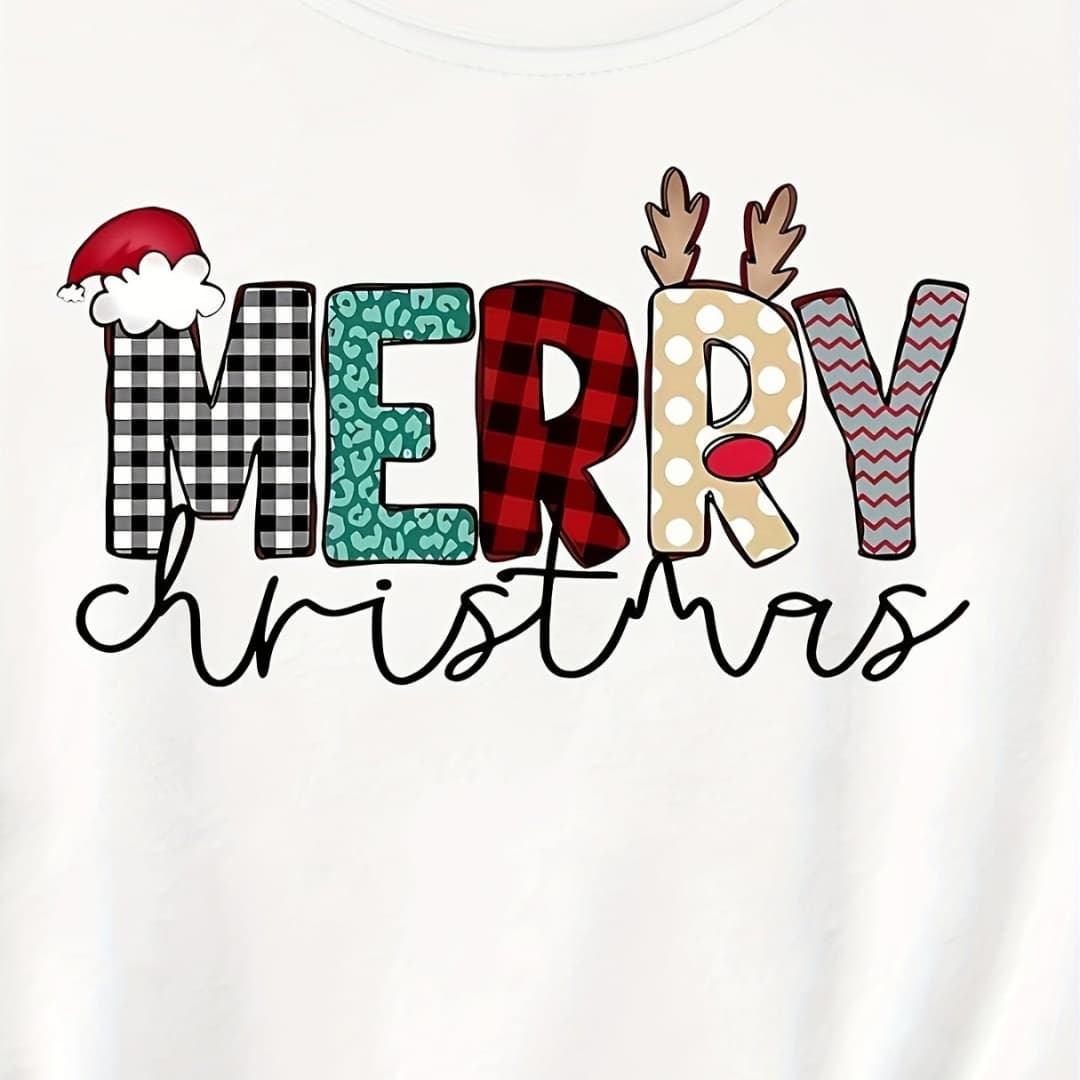 Women's Vintage Inspired Christmas Letter Print Long Sleeve T-Shirt
