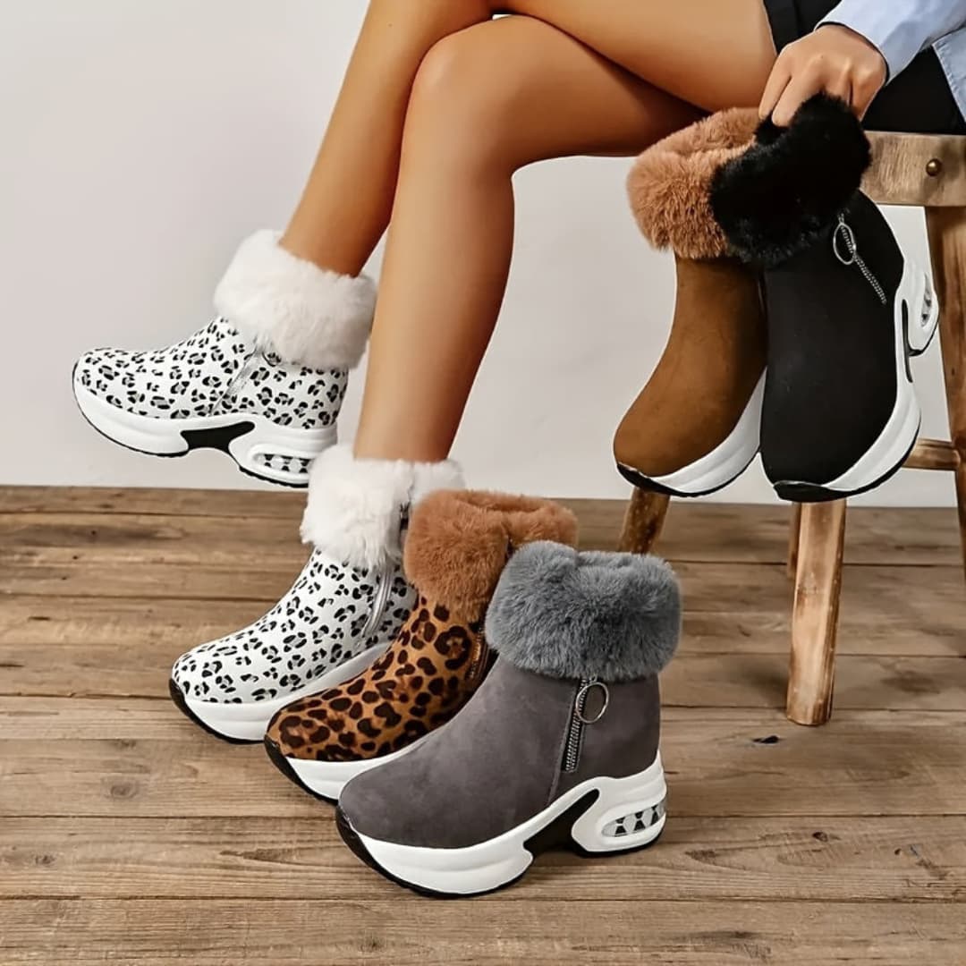 Angela - Elegant leopard patterned snow boots for women