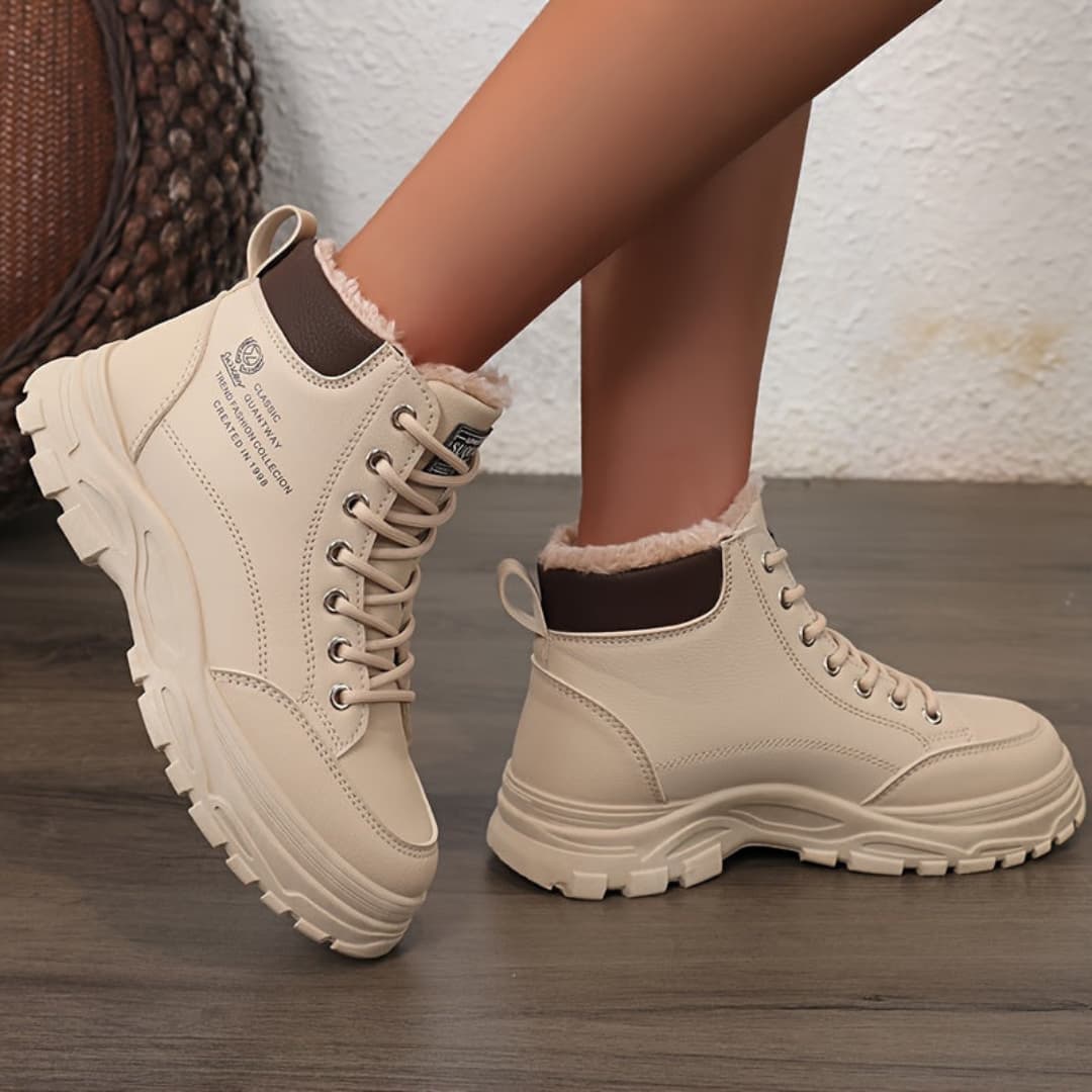 Women's Winter Snow Boots Fashion Thick Sole Fur Lined Cotton Shoes