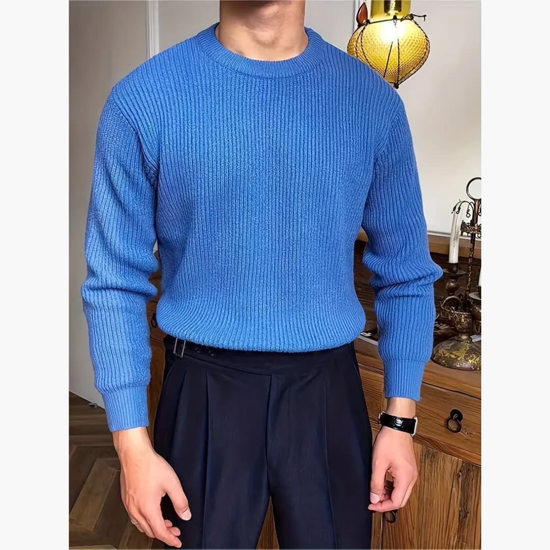Casual Crew Neck Knitted Sweater for Men