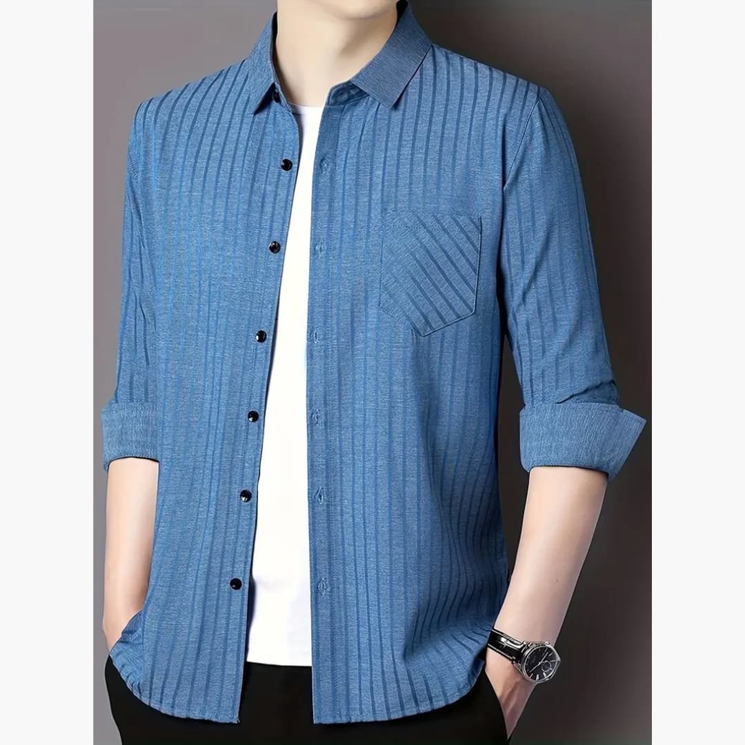 Simon - Stylish striped shirt with buttons for men