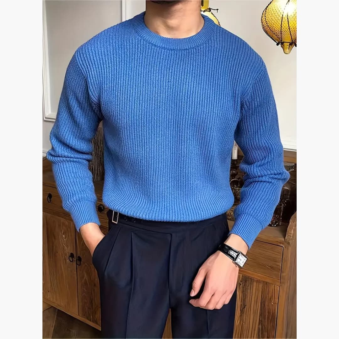 Casual Crew Neck Knitted Sweater for Men