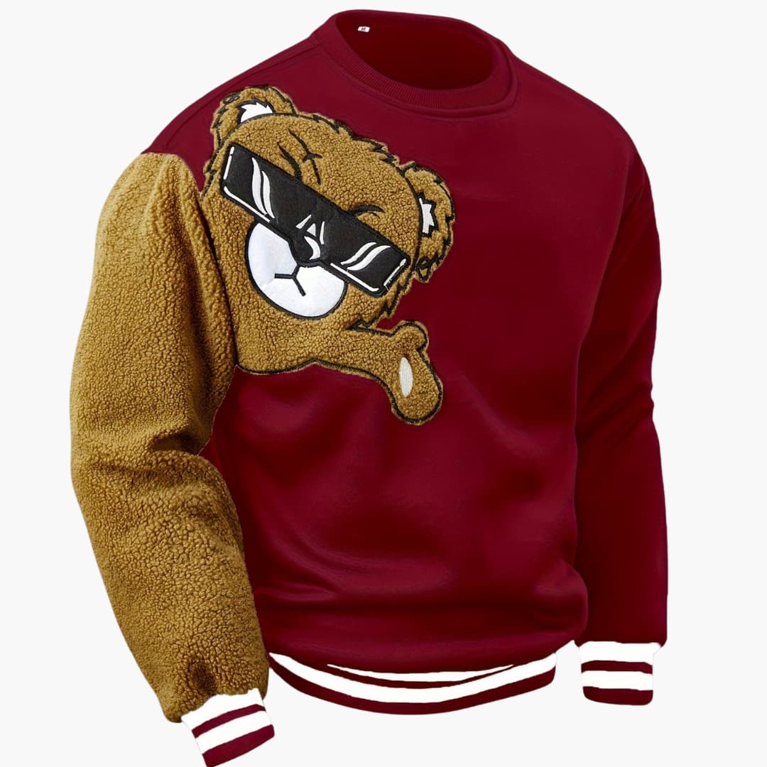 Dragomir - Comfortable sweater with bear embroidery for men