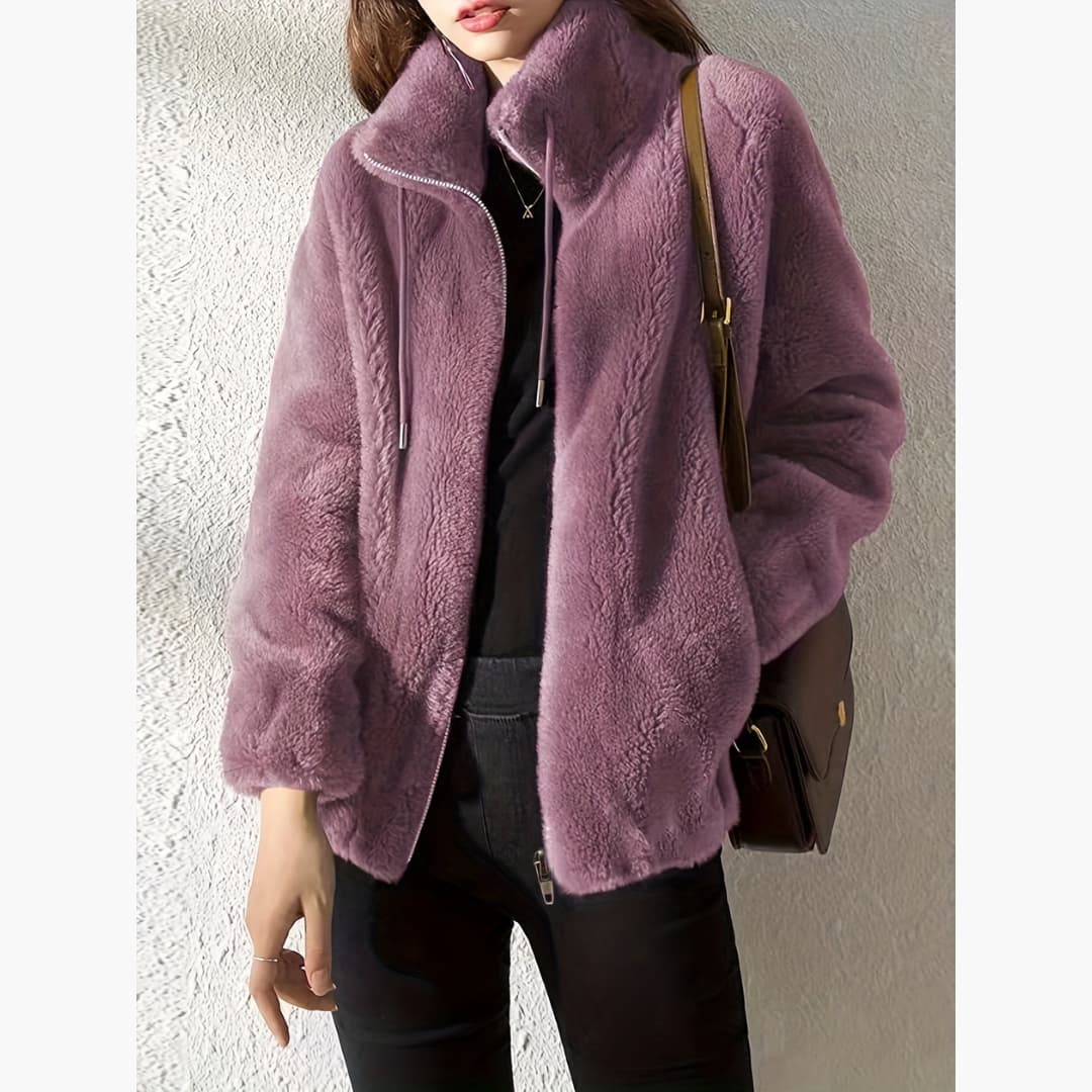 Women's Teddy Coat Warm and Casual Jacket with Zipper