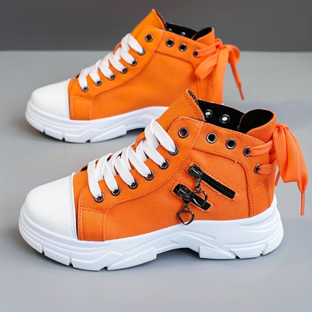 New canvas high-top sneakers for women breathable thick sole