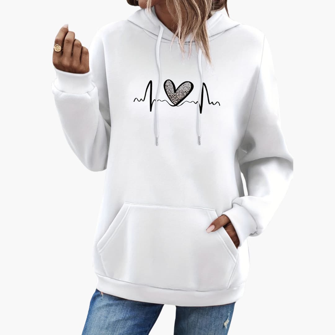 Carina - Stylish hoodie with heart print for women