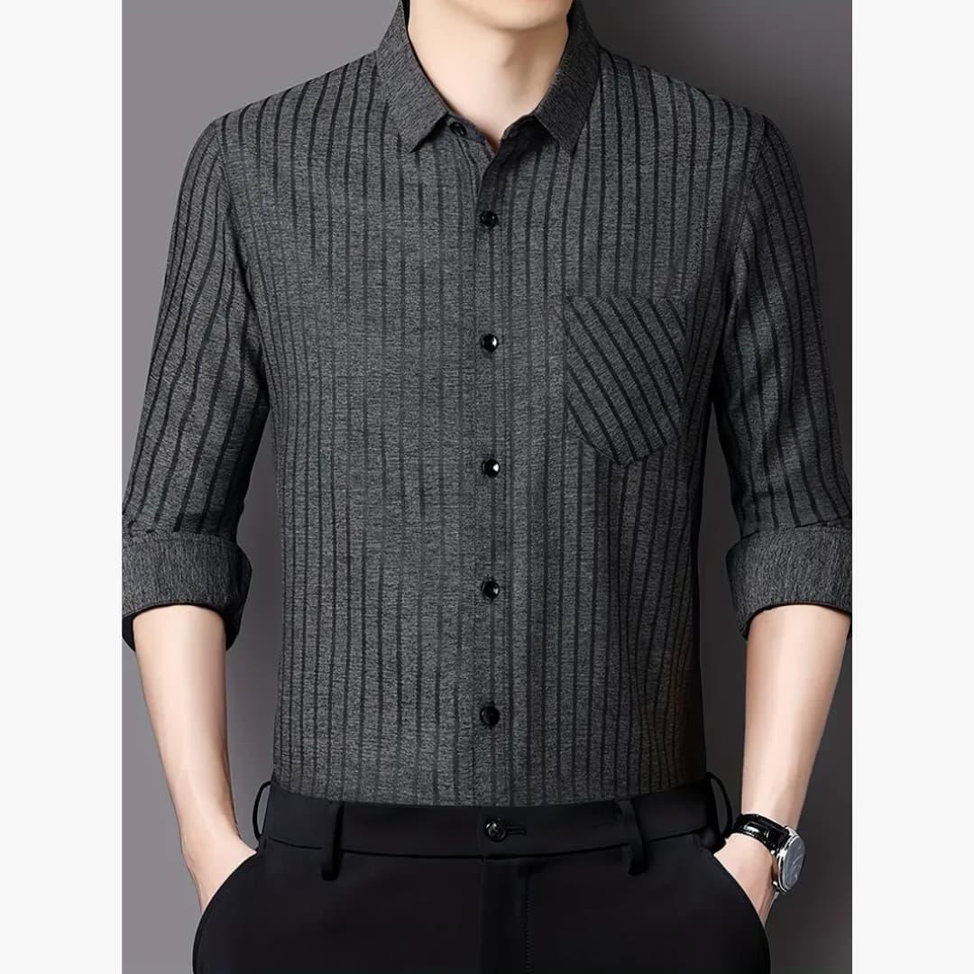 Simon - Stylish striped shirt with buttons for men