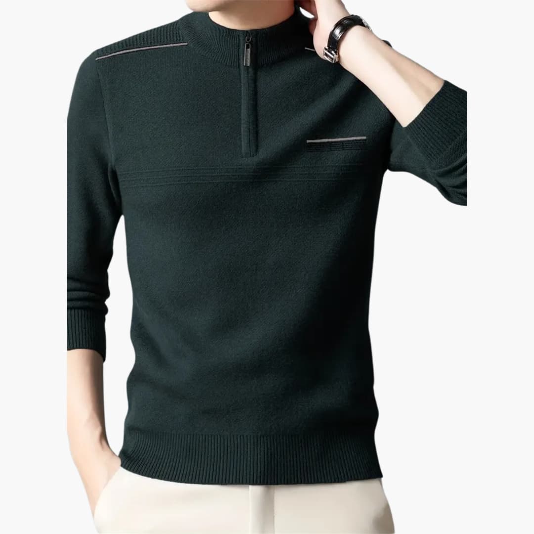 Maxim - Warm knitted sweater with zipper for men
