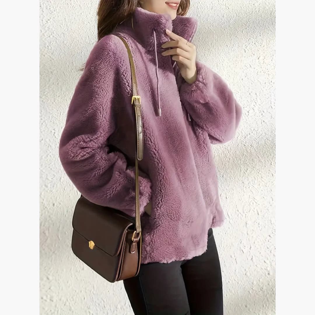 Women's Teddy Coat Warm and Casual Jacket with Zipper