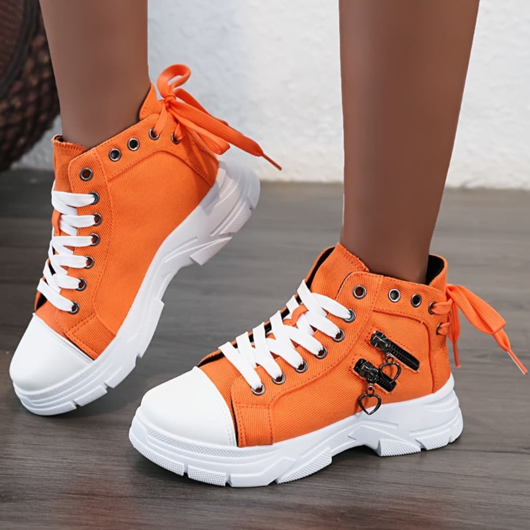 New canvas high-top sneakers for women breathable thick sole