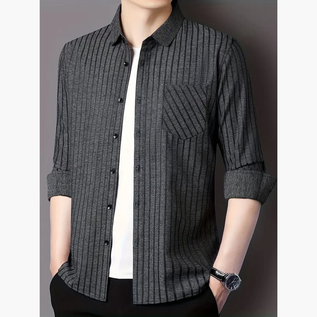 Simon - Stylish striped shirt with buttons for men