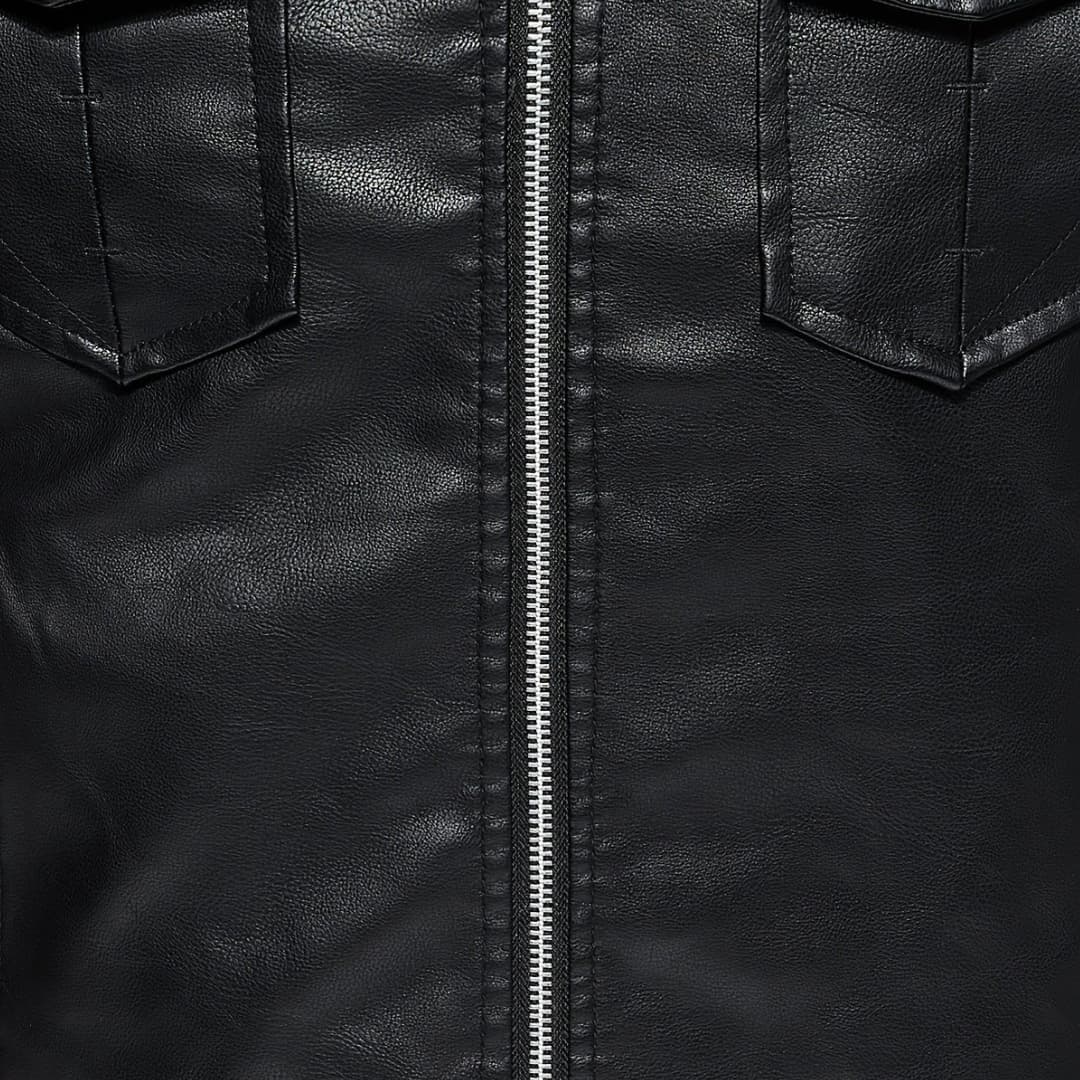 Men's casual windproof jacket in artificial leather stylish and warm