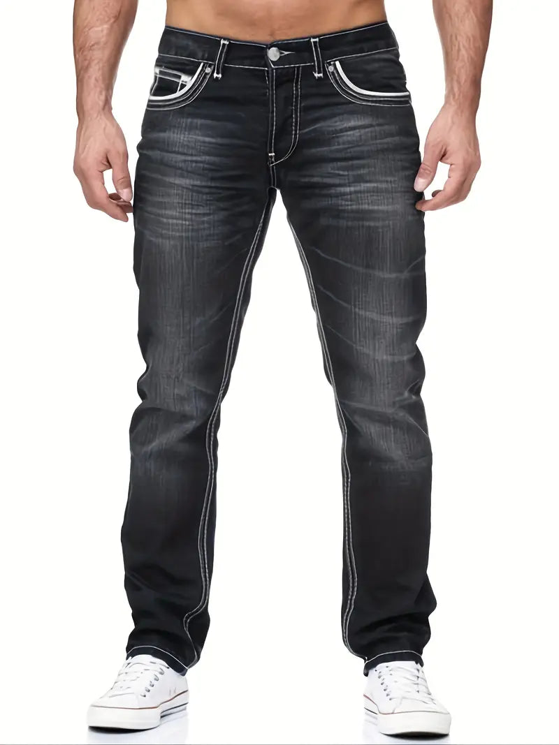 TORBJØRN - Comfortable distressed denim pants