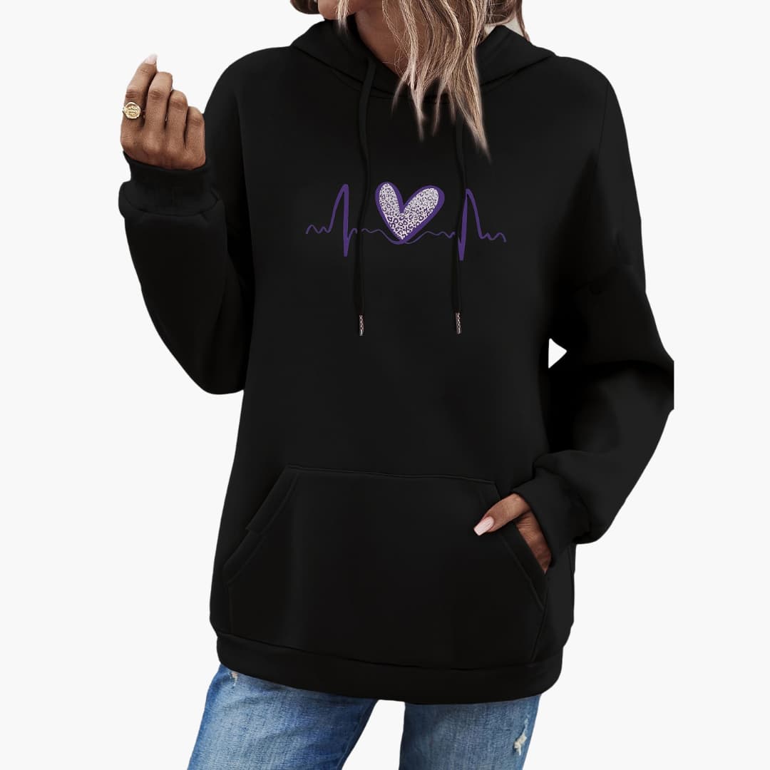 Carina - Stylish hoodie with heart print for women