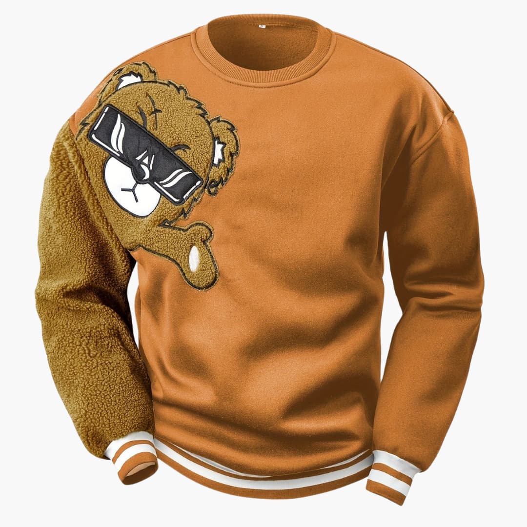 Dragomir - Comfortable sweater with bear embroidery for men