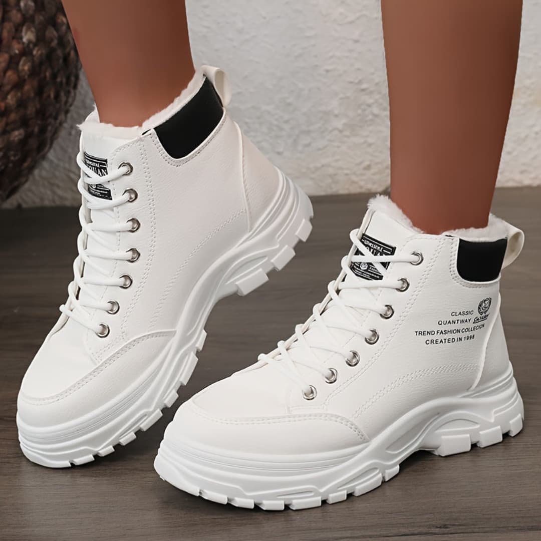 Women's Winter Snow Boots Fashion Thick Sole Fur Lined Cotton Shoes
