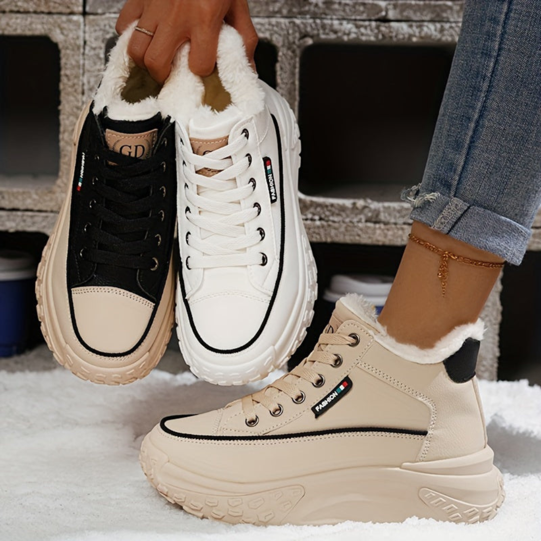 Solid thermal soft winter sneakers for women warm and stylish