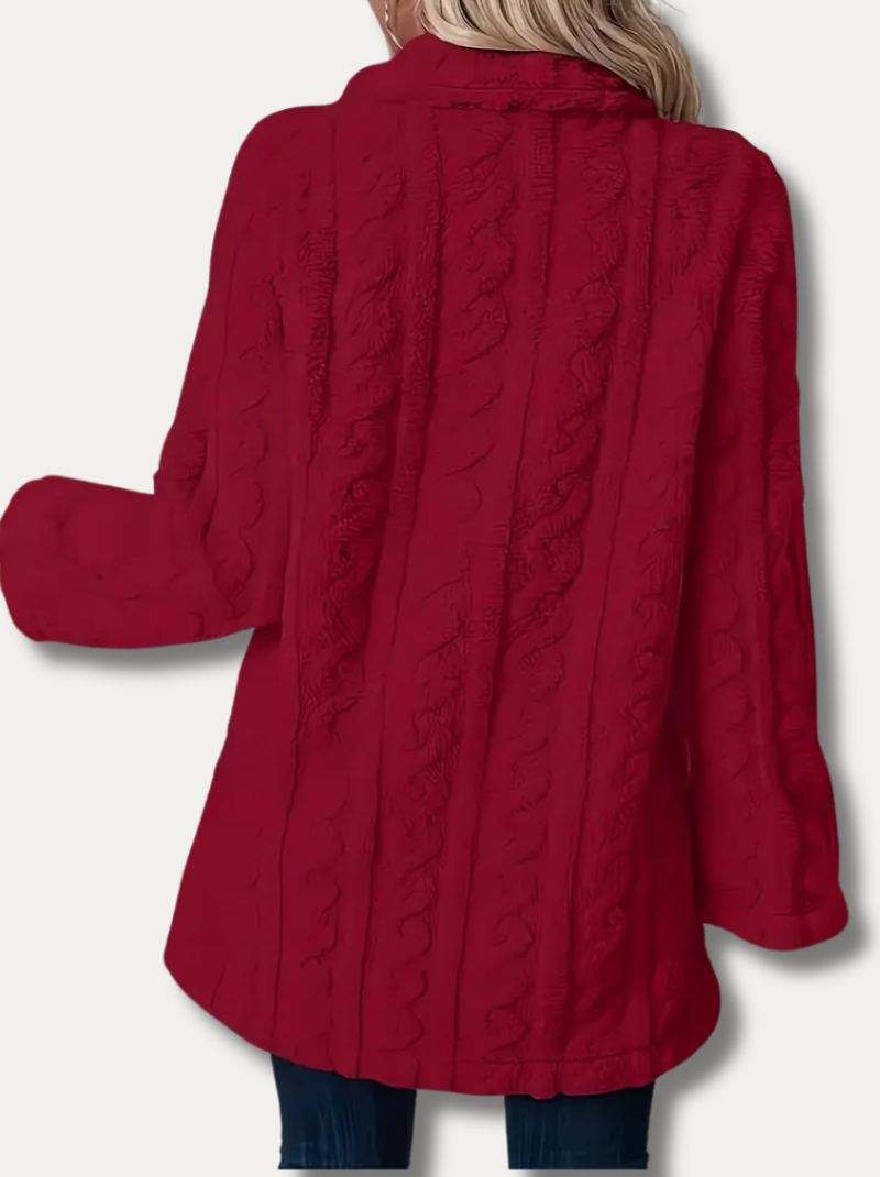 Double-sided fluffy coat with lapels for women