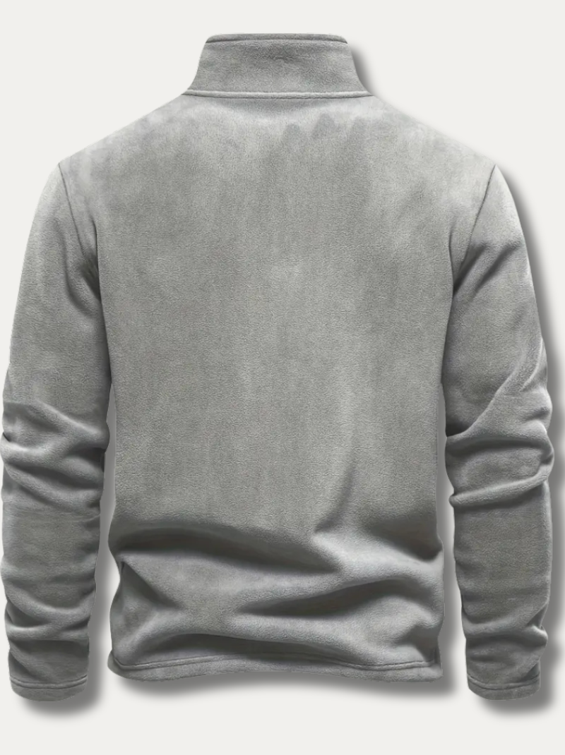 Velvet Henley shirt with zipper for men