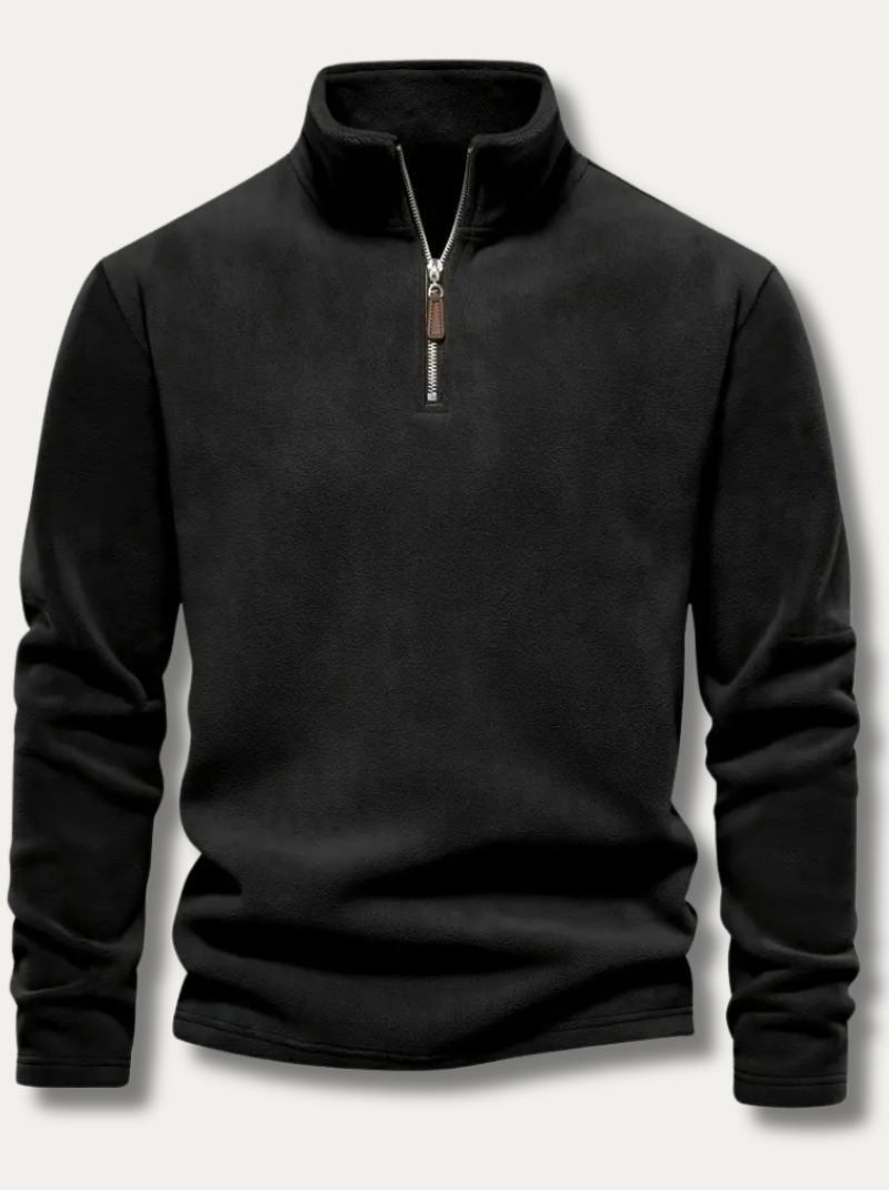 Velvet Henley shirt with zipper for men