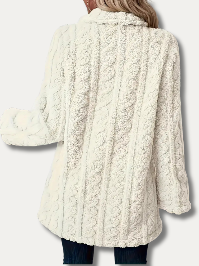 Double-sided fluffy coat with lapels for women