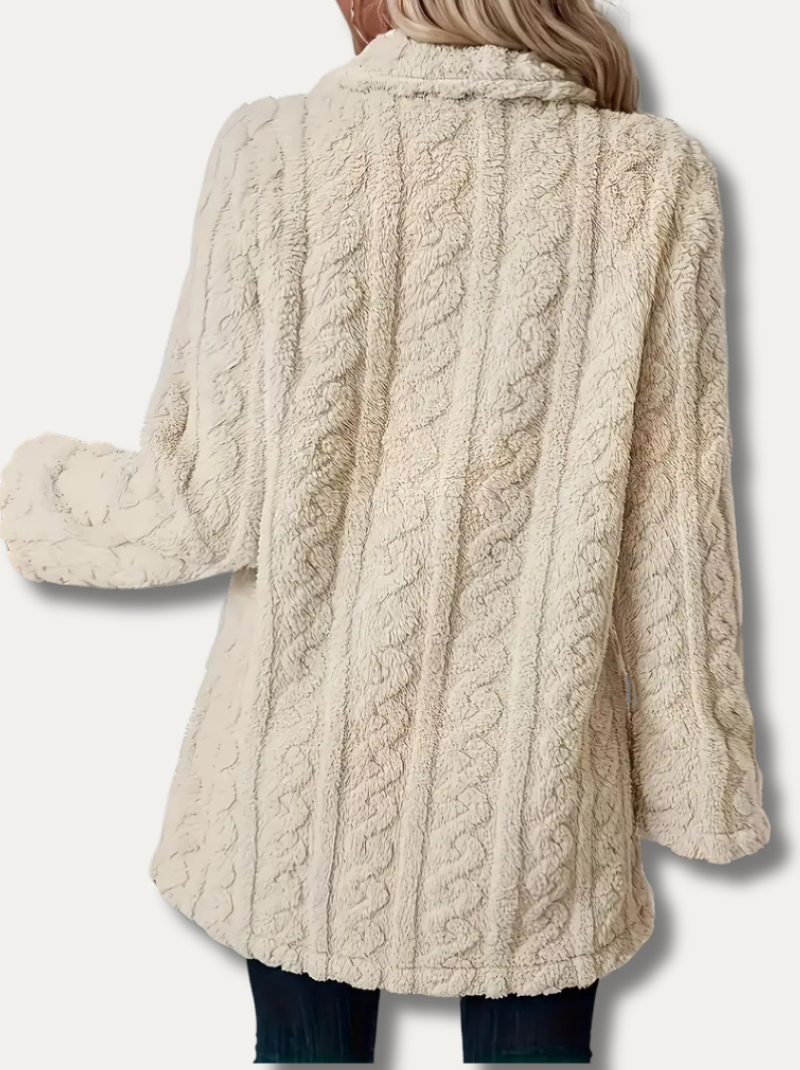 Double-sided fluffy coat with lapels for women