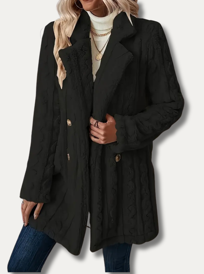 Double-sided fluffy coat with lapels for women
