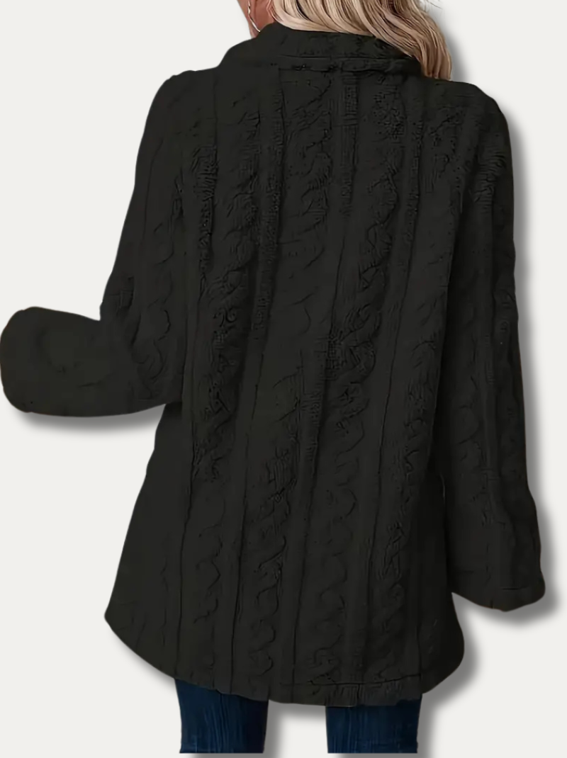Double-sided fluffy coat with lapels for women
