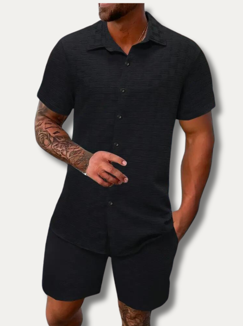 FINN - Checked short-sleeved shirt and shorts set
