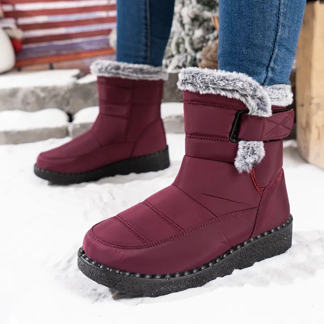 Half-high snow boots with plush lining for women
