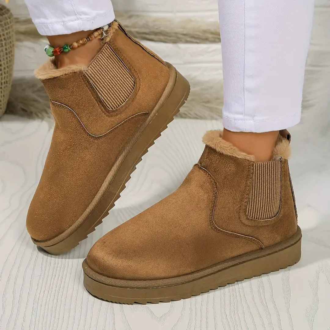 Women's winter boots with plush lining and zipper on the side