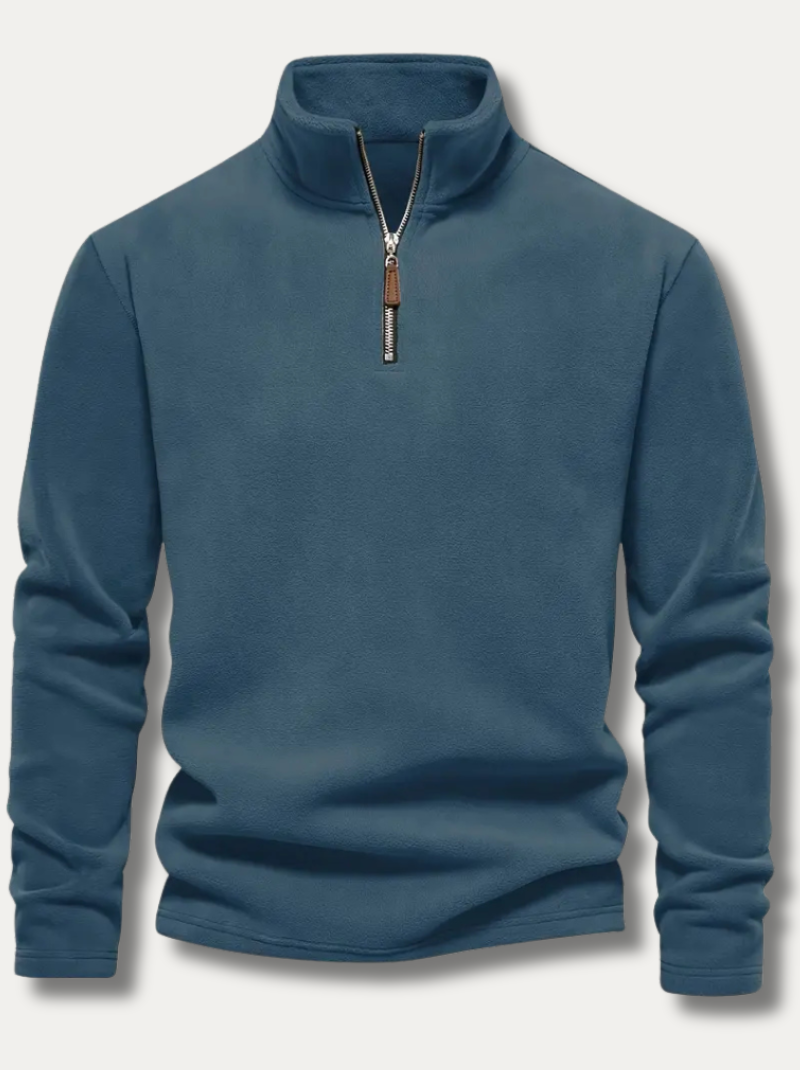 Velvet Henley shirt with zipper for men