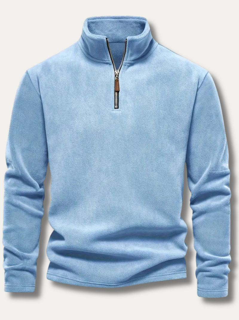 Velvet Henley shirt with zipper for men