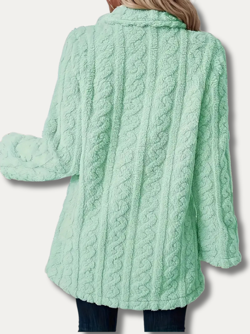 Double-sided fluffy coat with lapels for women