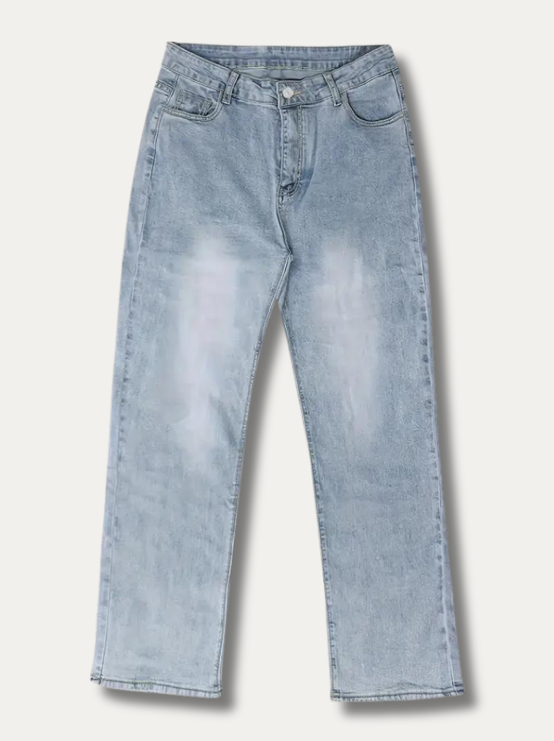 FREYA - Easy-washed straight jeans with high waist