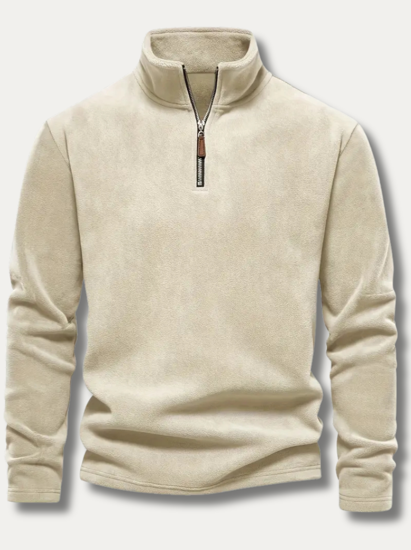 Velvet Henley shirt with zipper for men