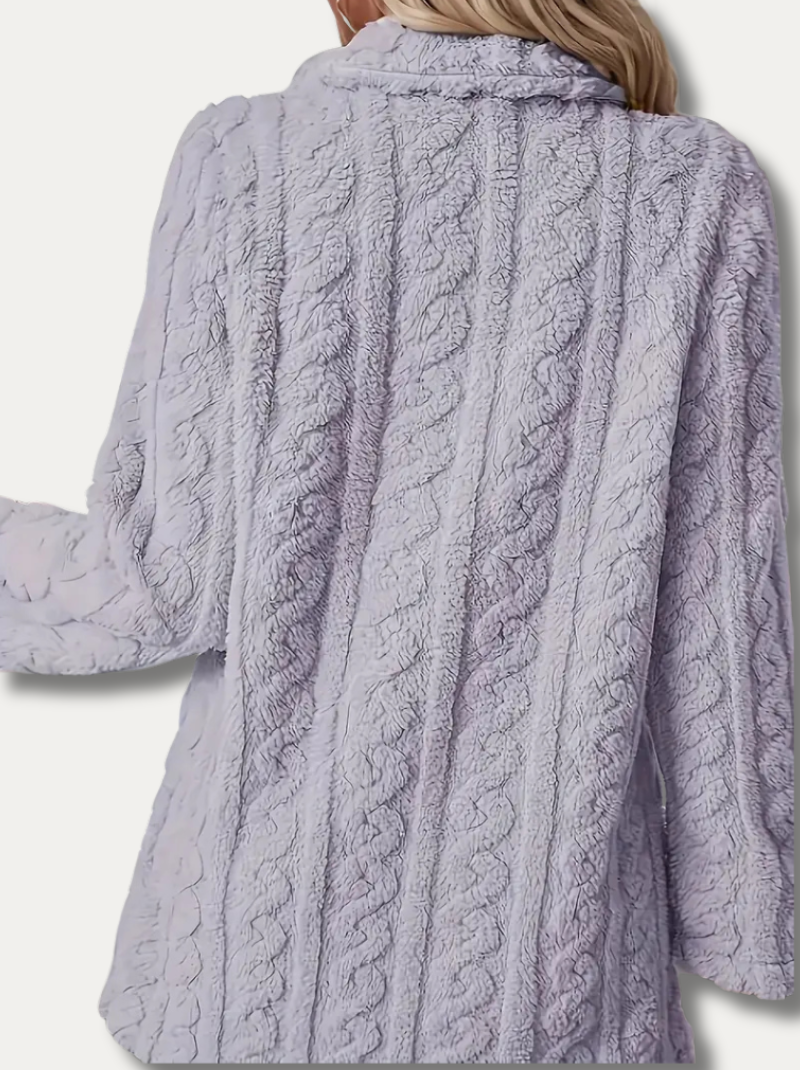 Double-sided fluffy coat with lapels for women