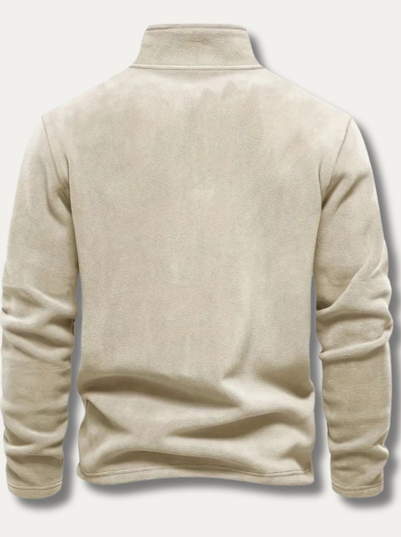 Velvet Henley shirt with zipper for men