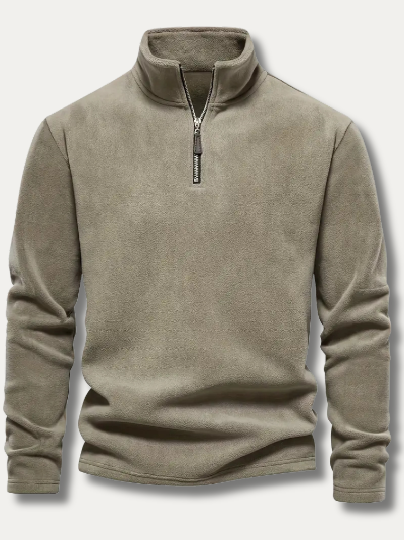 Velvet Henley shirt with zipper for men