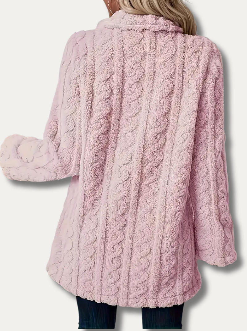 Double-sided fluffy coat with lapels for women