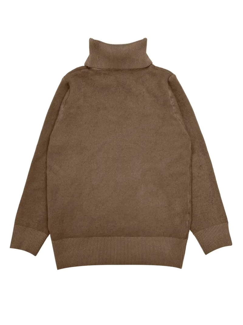 Solid thermal high-neck sweater for women