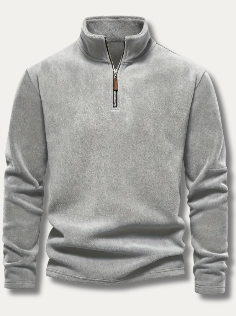 Velvet Henley shirt with zipper for men
