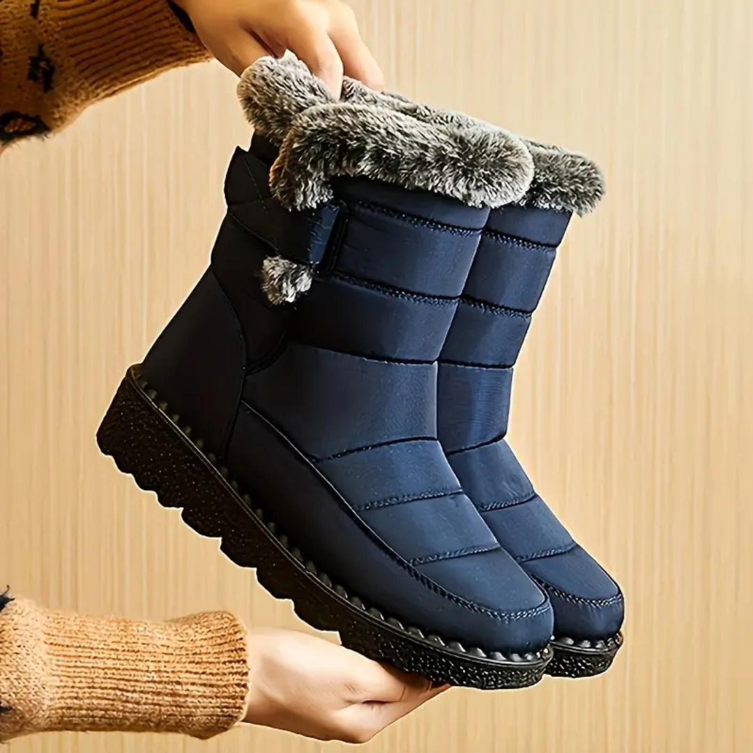 Half-high snow boots with plush lining for women