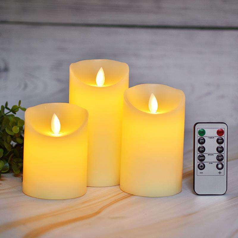 LED Block Candle - Rustic | Moving 3D Flame | Multiple Colors