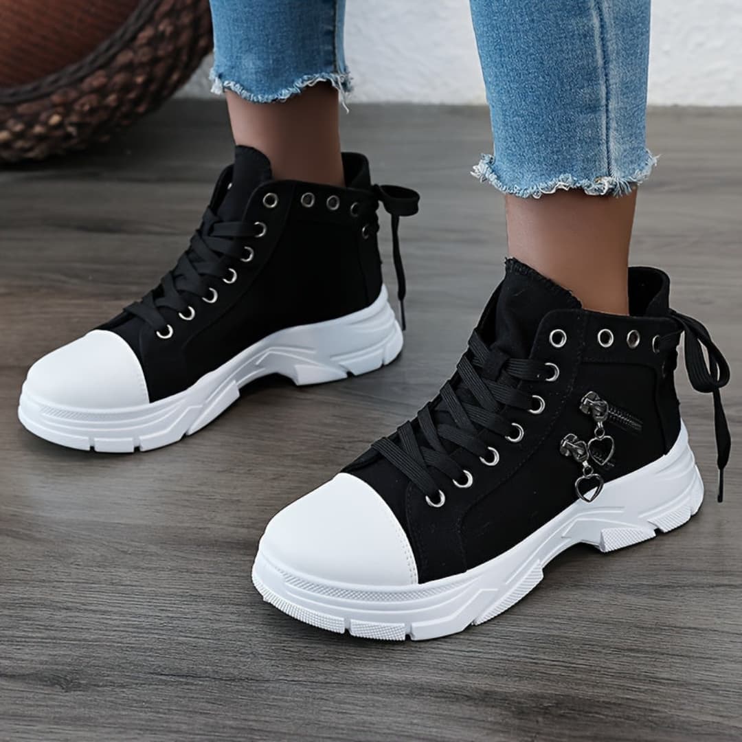 New canvas high-top sneakers for women breathable thick sole