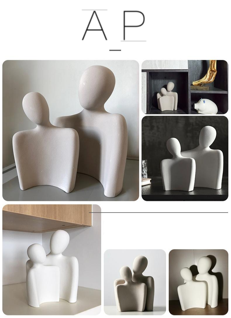 Symbolsk abstrakt kjærlighetsstatue. Kunstverk som gir varme til hjemmet. Moderne og elegant skulptur.