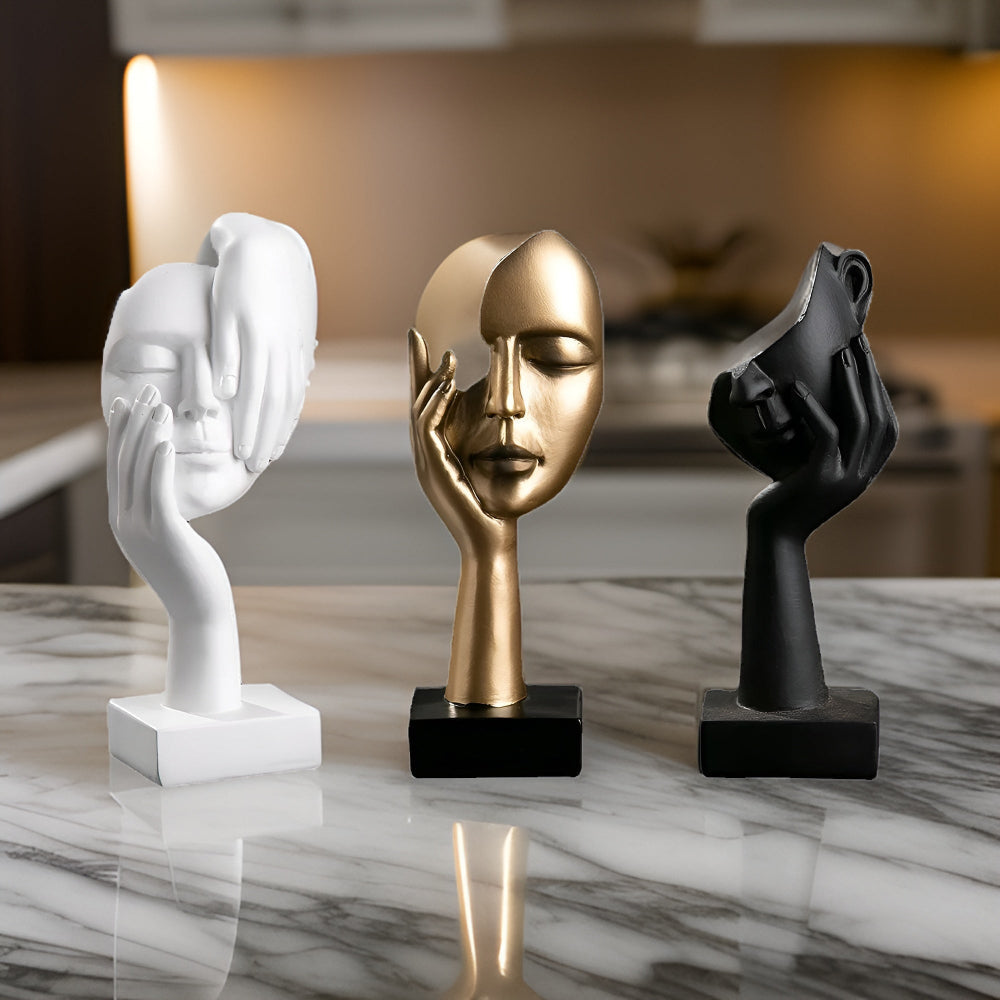 Glitrende abstrakt tenkerfigur, ideell som designelement i et minimalistisk hjem.
