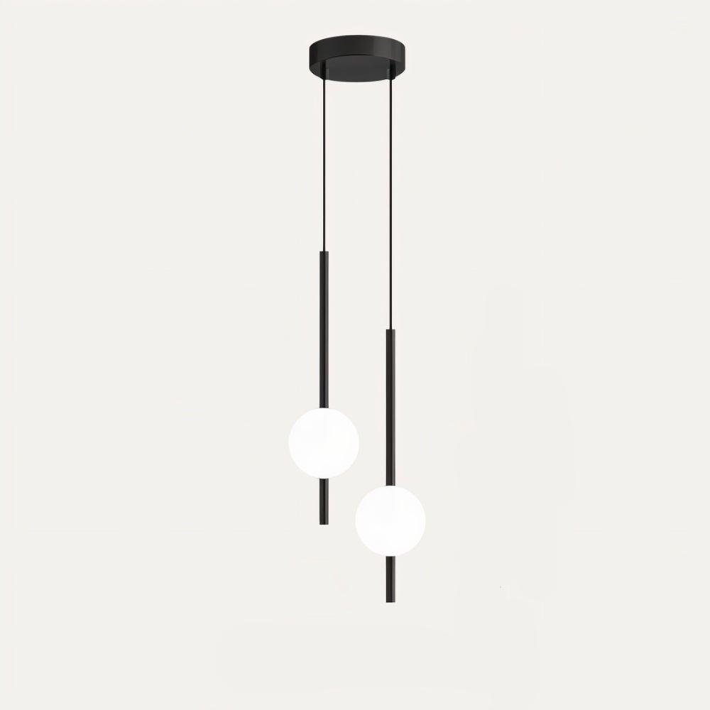 "Afzal pendellampe i nordisk stil med justerbart LED-lys, glasskule og fleksibel messingledning, 1,2 m lang."