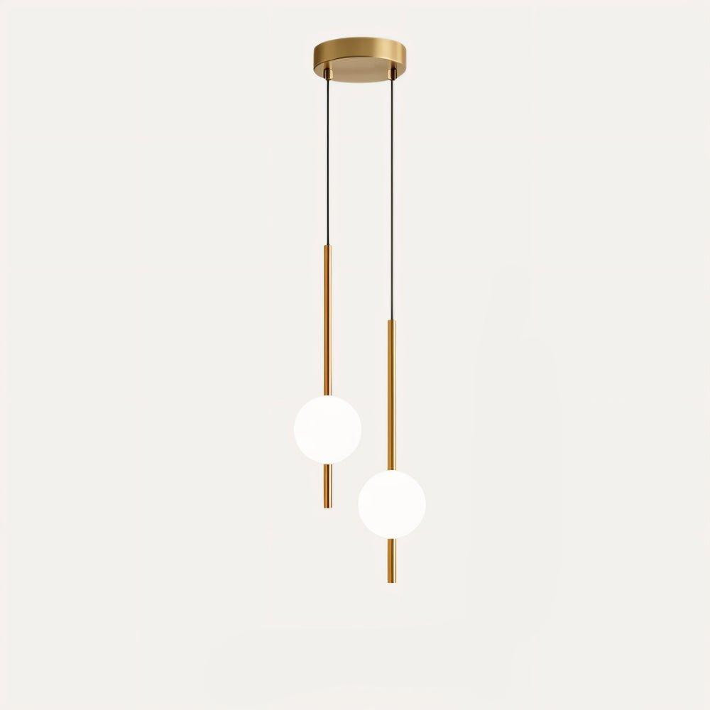 "Afzal pendellampe i nordisk stil med justerbart LED-lys, glasskule og fleksibel messingledning, 1,2 m lang."