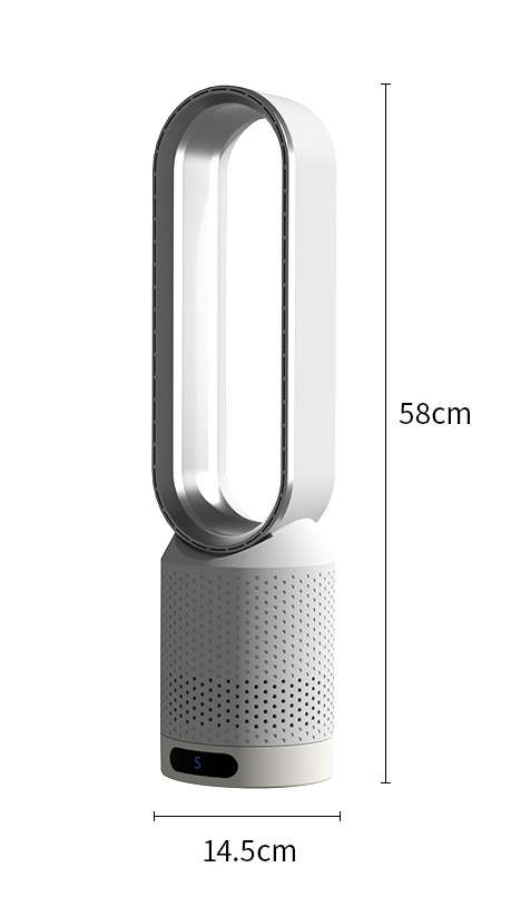 "AirPure 3-i-1 luftkjøler med UV rensing, ionisator og elegant hvit design for optimal luftkvalitet i hjem eller kontor."